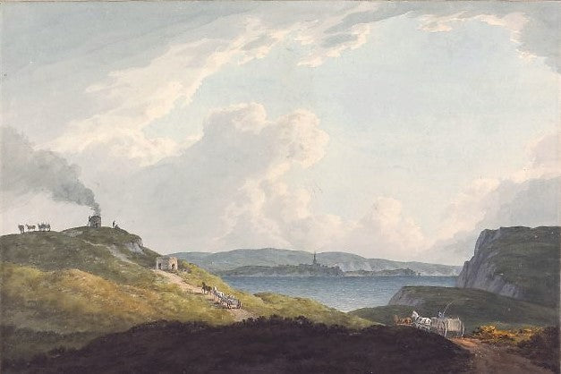 View from above Priory bay, Caldey Island, vintage artwork by John Warwick Smith, 12x8" (A4) Poster