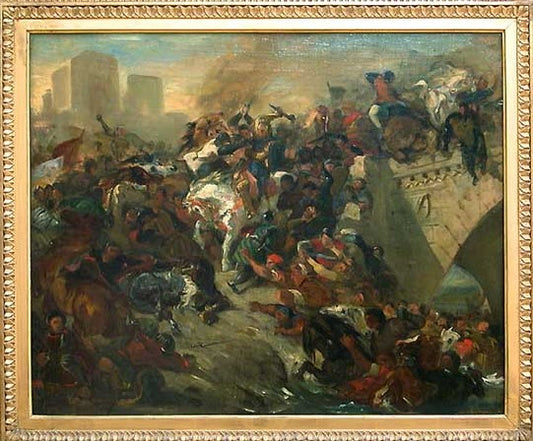 Bataille de Taillebourg gagnee par Saint Louis (21 juillet 1242), vintage artwork by Eugène Delacroix, A3 (16x12") Poster Print