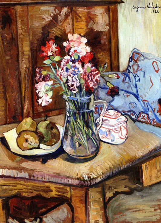 A Corner of the Table with Flowers and Fruit, vintage artwork by Suzanne Valadon, 12x8" (A4) Poster