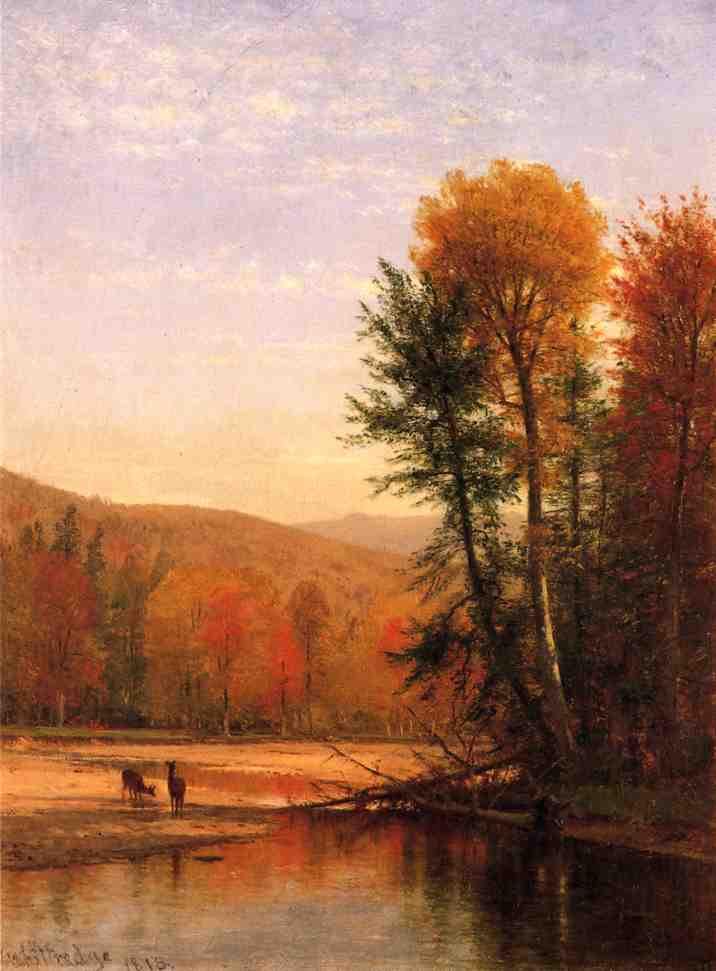 Deer in an Autumn Landscape, vintage artwork by Thomas Worthington Whittredge, A3 (16x12") Poster Print