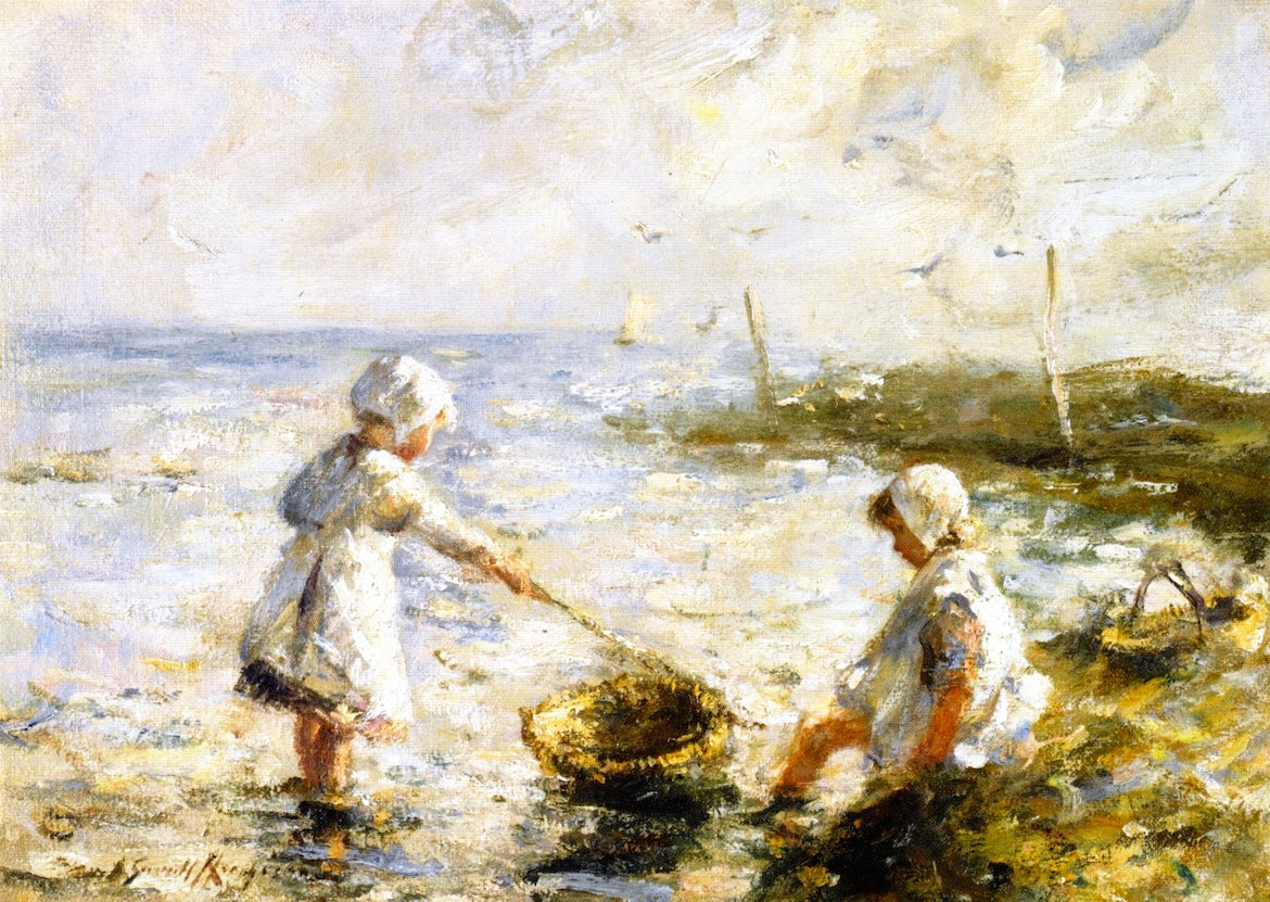 Paddling in the Shallows, vintage artwork by Robert Gemmell Hutchison R.S.A. R.S.W., 12x8" (A4) Poster