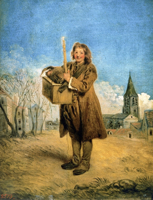 Savoyard with Marmot, vintage artwork by Jean-Antoine Watteau, 12x8" (A4) Poster