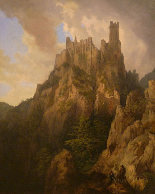 View of Saint-Ulrich Castle in Ribeauville, vintage artwork by Domenico Quaglio the Younger, 12x8" (A4) Poster