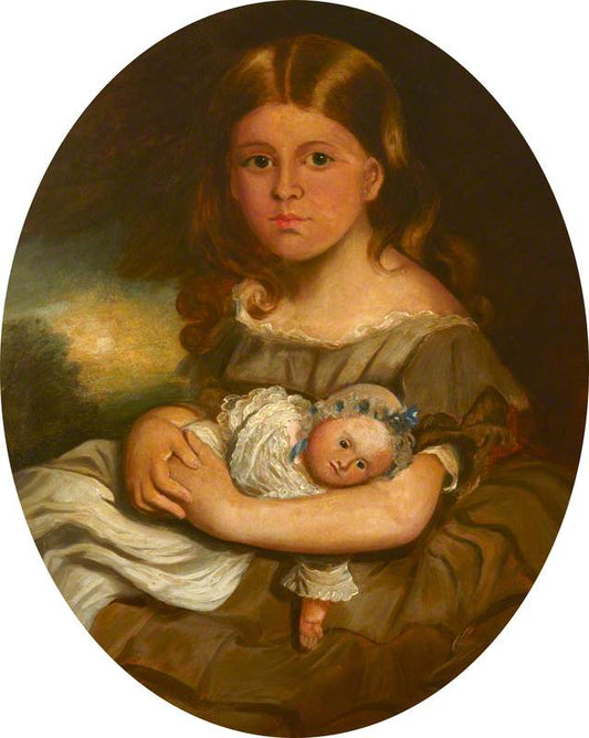 Lady Georgina Mary Louisa Moreton, Holding a Doll, vintage artwork by Sir Francis Grant, P.R.A., A3 (16x12") Poster Print