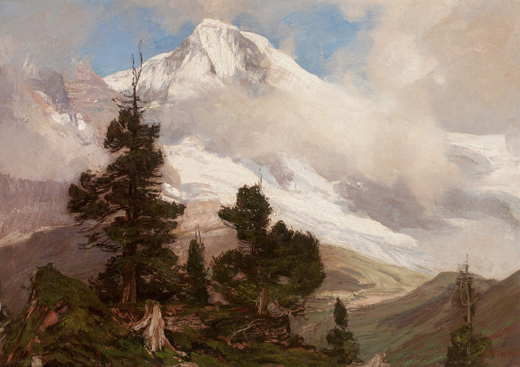 Views of the Jungfrau Mountain with Scheideck, vintage artwork by Georg Macco, 12x8" (A4) Poster