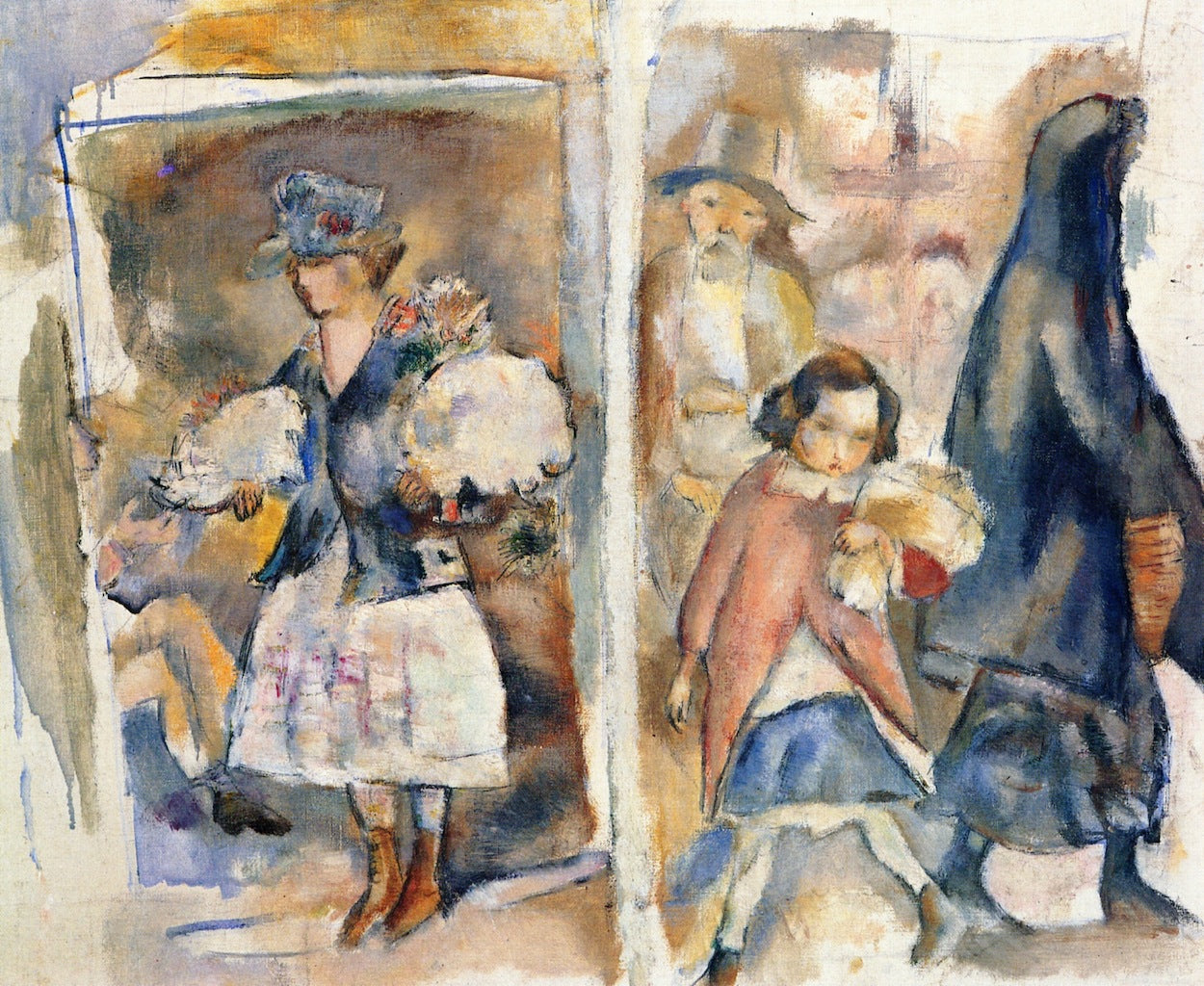 Bouquets and Groceries, vintage artwork by Jules Pascin, 12x8" (A4) Poster