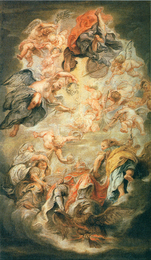 Apotheosis of King James I, vintage artwork by Peter Paul Rubens, 12x8" (A4) Poster