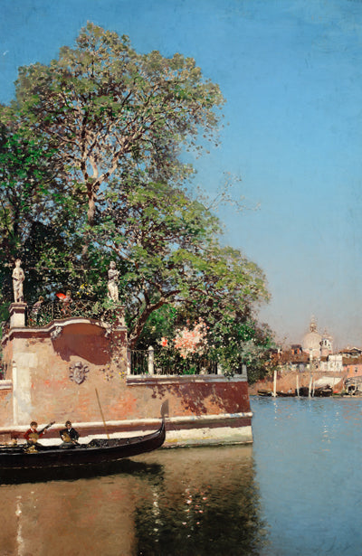 Zanudo Garden, Aubade, vintage artwork by Martin Rico y Ortega, 12x8" (A4) Poster
