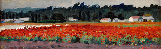 Blooming Poppy Field, vintage artwork by Stanislav Zhukovsky, 12x8" (A4) Poster