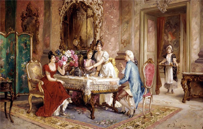 Tea Party by Franz von Persoglia,A3(16x12")Poster