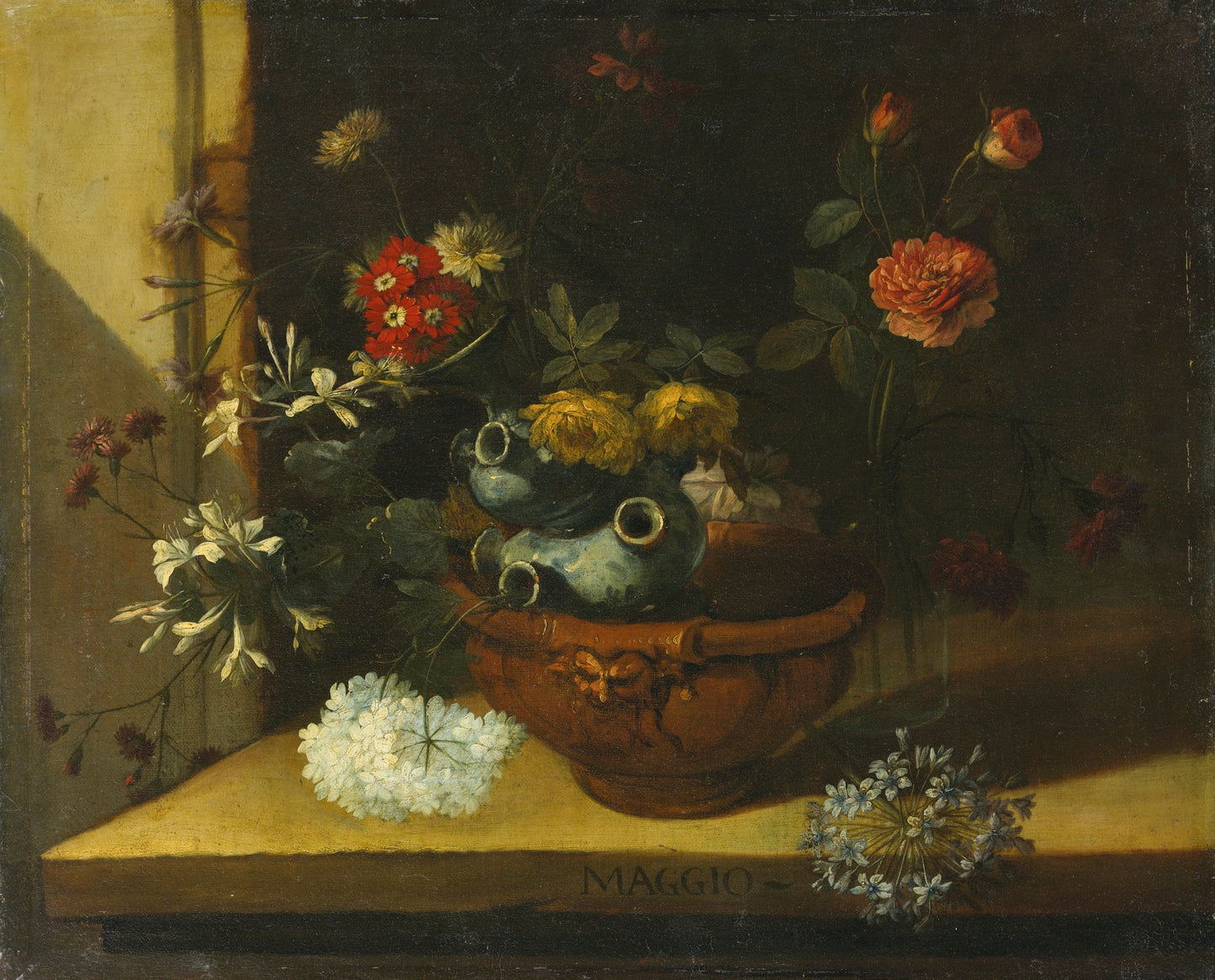 Still Life with Flowers and Clay Vase, vintage artwork by Nicola van Houbraken, 12x8" (A4) Poster