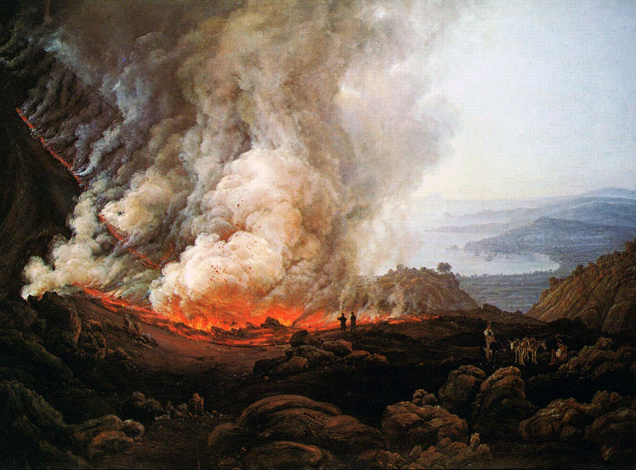 Outbreak of the Vesuvius, vintage artwork by Johan Christian Claussen Dahl, A3 (16x12") Poster Print