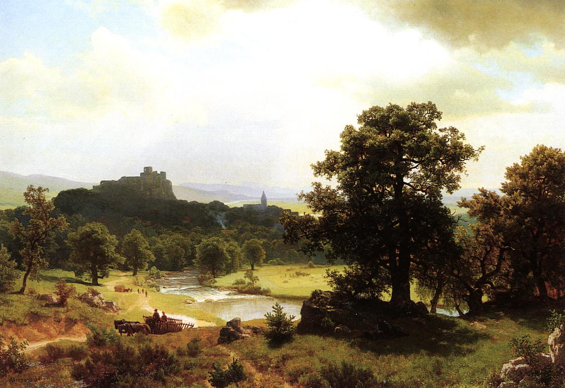 Day's Beginning, vintage artwork by Albert Bierstadt, 12x8" (A4) Poster