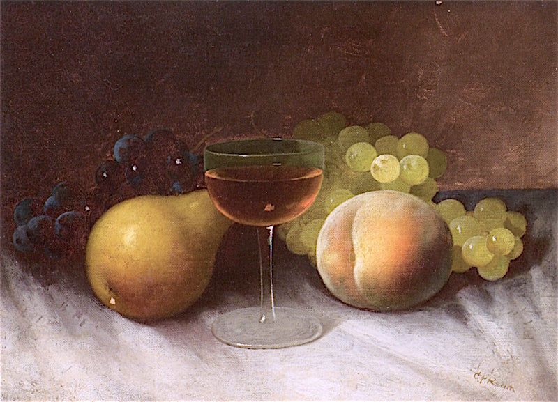 Still Life with Fruit and Wine Glass, vintage artwork by Carducius Plantagenet Ream, 12x8" (A4) Poster