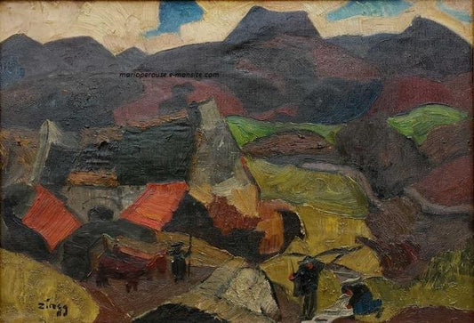 Le village de Groire, vintage artwork by Jules-Emile Zingg, 12x8" (A4) Poster