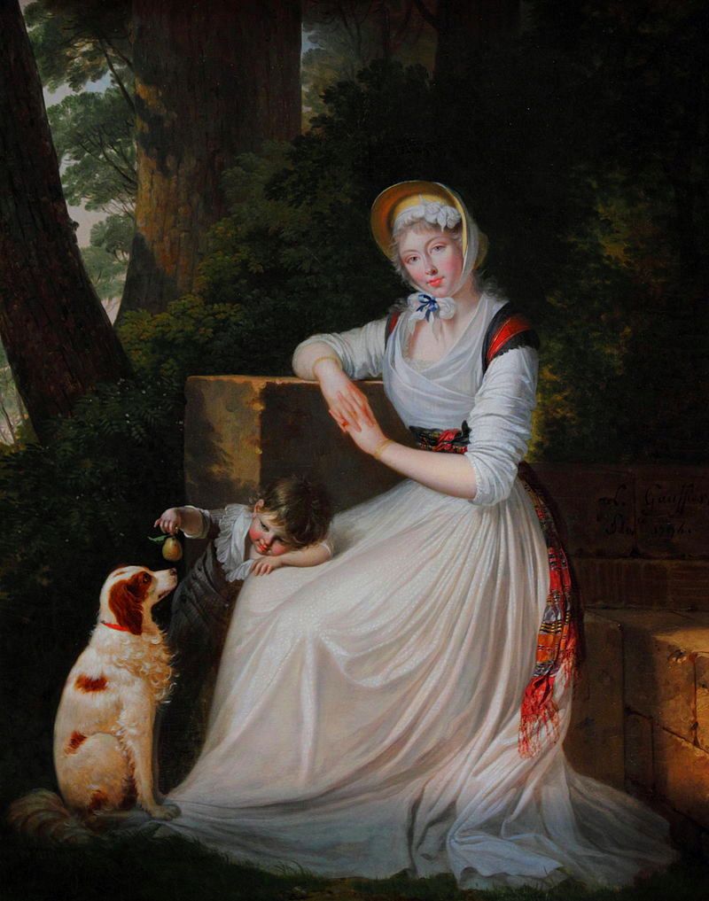Portrait of Elizabeth of Holland with her Son, vintage artwork by Louis Gauffier, 12x8" (A4) Poster