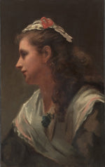 His First Model-Miss Russell, vintage artwork by Attributed to William Morris Hunt, 12x8" (A4) Poster