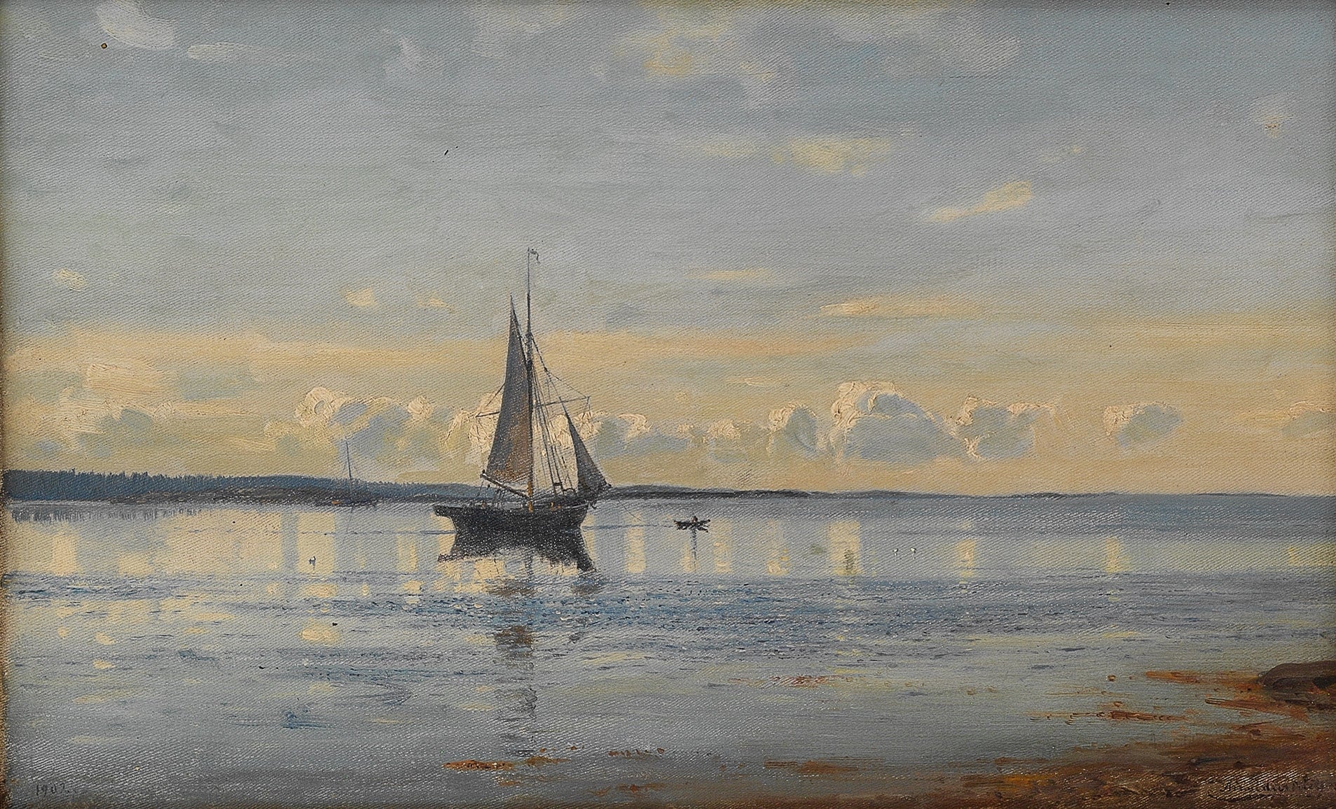 Morning in Fredrikstad, vintage artwork by Amaldus Clarin Nielsen, 12x8" (A4) Poster