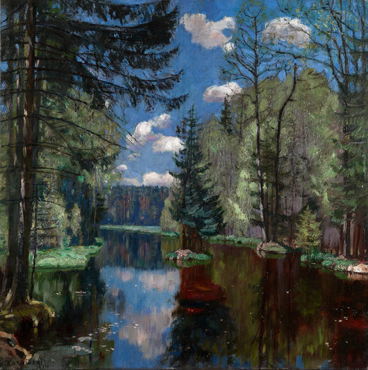 Forest Lake, vintage artwork by Stanislav Zhukovsky, 12x8" (A4) Poster