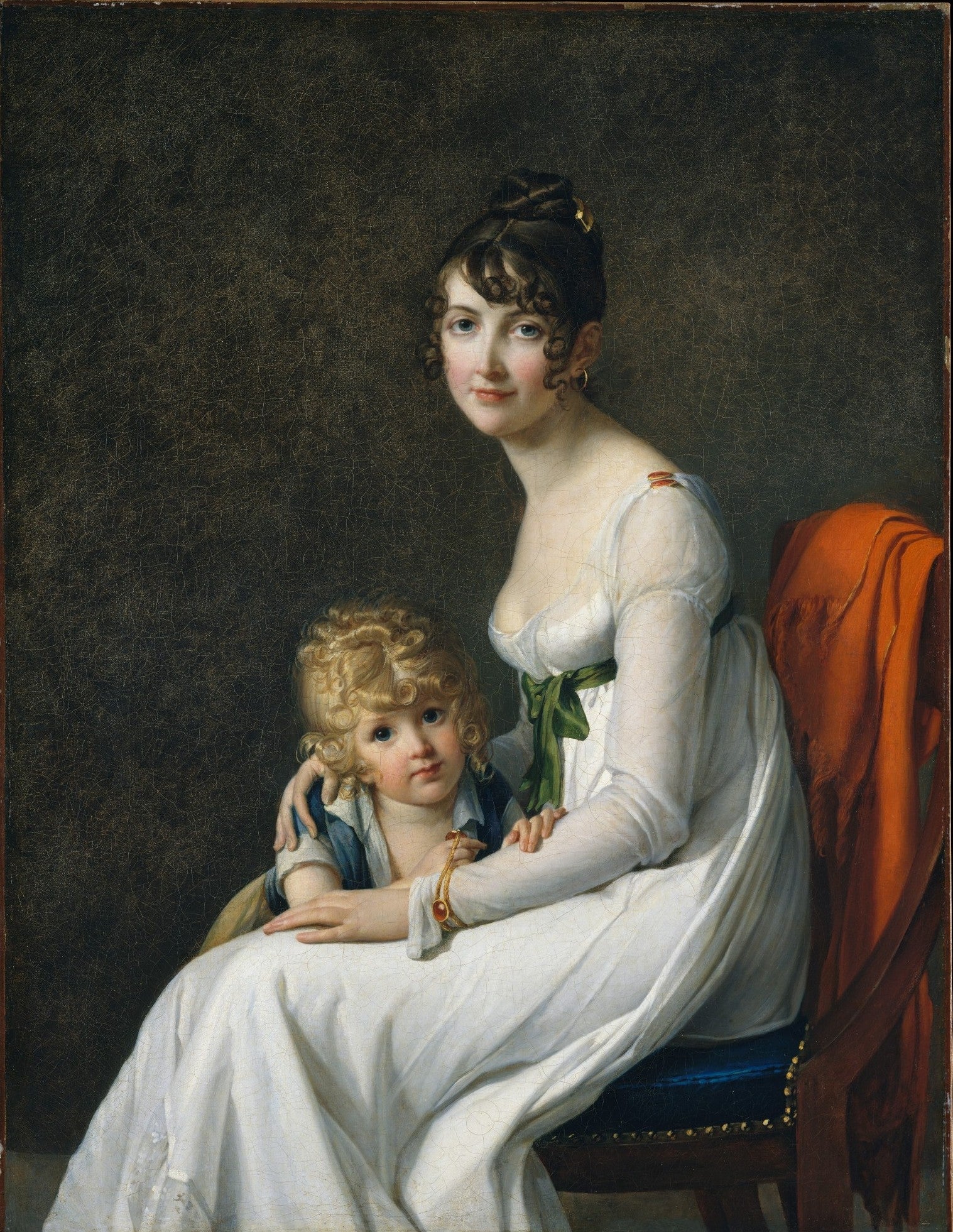 Mrs. Jeanne Egle Mourgue and Her Son Eugène, vintage artwork by Marie-Guillemine Benoist, 12x8" (A4) Poster