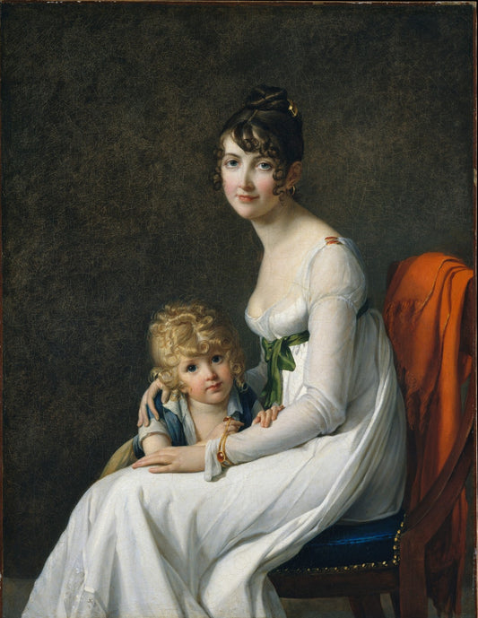 Mrs. Jeanne Egle Mourgue and Her Son Eugène, vintage artwork by Marie-Guillemine Benoist, 12x8" (A4) Poster