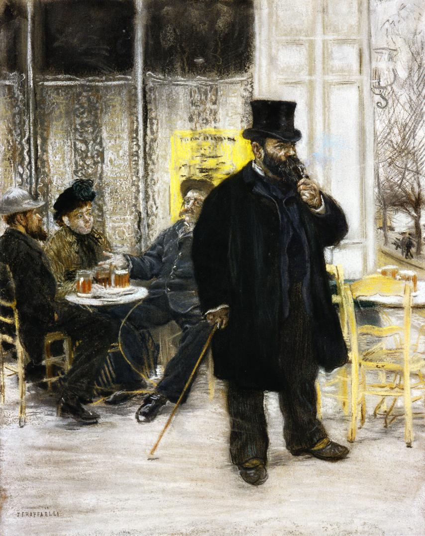 Bohemians at the Cafe, vintage artwork by Jean-François Raffaëlli, 12x8" (A4) Poster