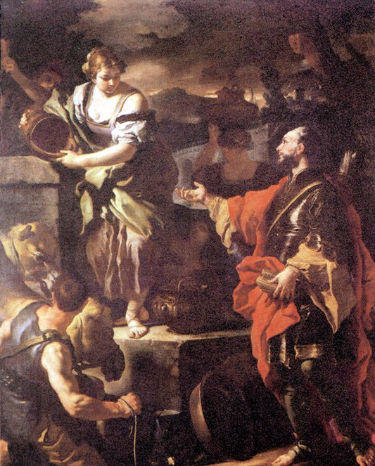 Rebecca and Eliazer, vintage artwork by Francesco Solimena, 12x8" (A4) Poster