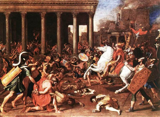 The destruction of the Temple at Jerusalem, vintage artwork by Nicolas Poussin, 12x8" (A4) Poster