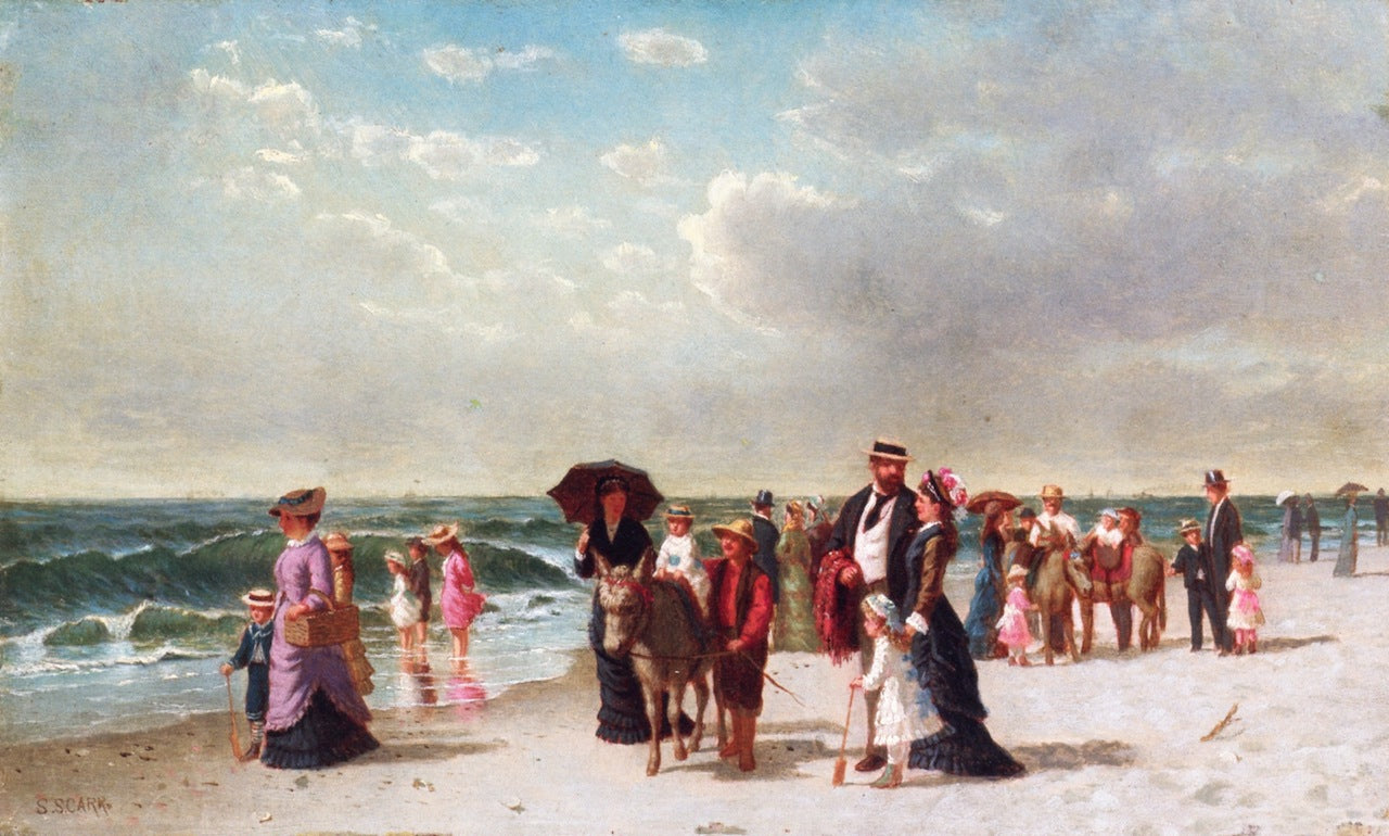 Donkey Rides on the Beach, vintage artwork by Samuel S. Carr, 12x8" (A4) Poster