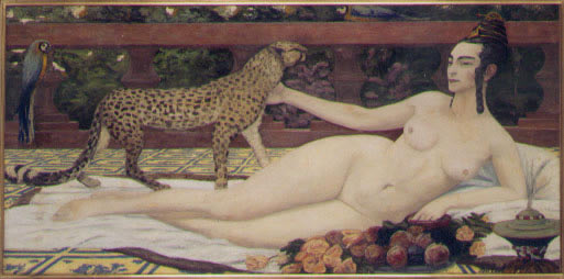 Odalisque and Leopard by Jacqueline Marval,A3(16x12")Poster