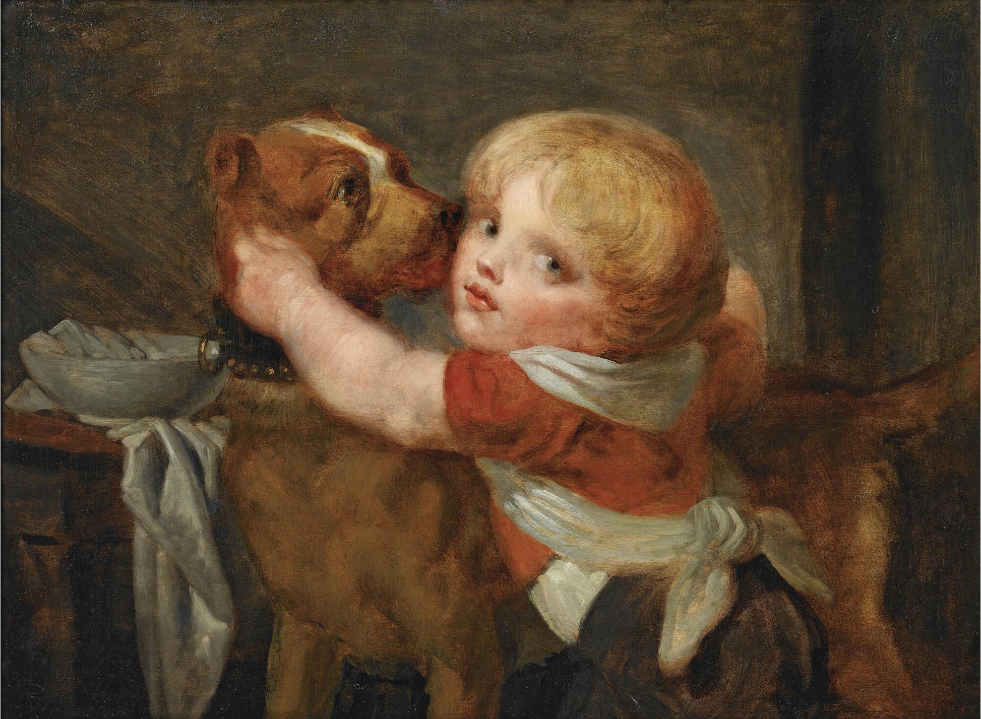 Les Deux Amis, vintage artwork by Jean-Baptiste Greuze, 12x8" (A4) Poster