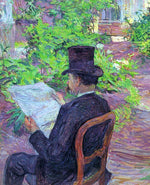 Desire Dehau Reading a Newspaper in the Garden, vintage artwork by Henri de Toulouse-Lautrec, 12x8" (A4) Poster