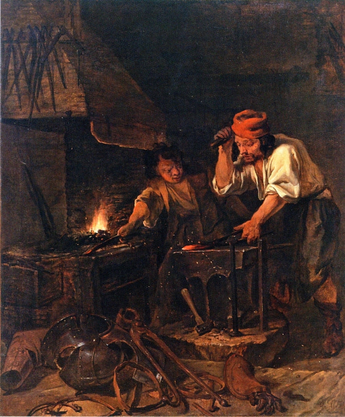 A Blacksmith at Work, vintage artwork by Gabriël Metsu, 12x8" (A4) Poster