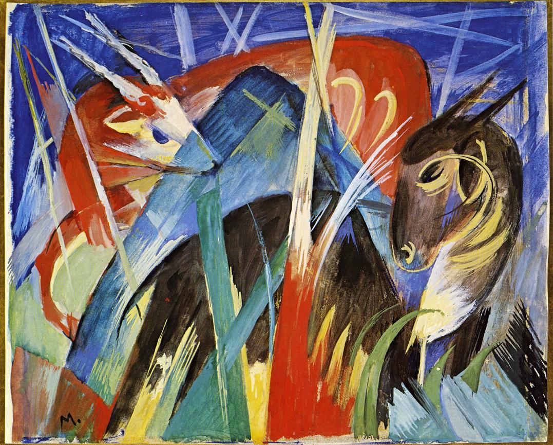 Fairy Animals, vintage artwork by Franz Marc, 12x8" (A4) Poster