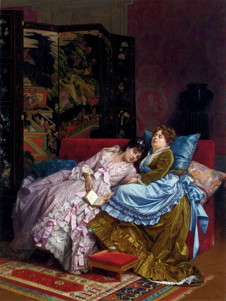 An Afternoon Idyll, vintage artwork by Auguste Toulmouche, 12x8" (A4) Poster