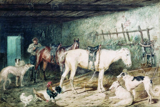The Stables, vintage artwork by Nikolai Sverchkov, A3 (16x12") Poster Print