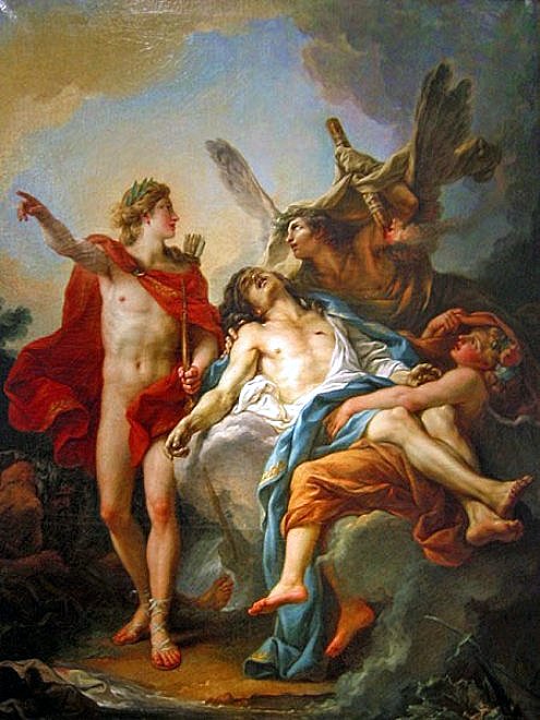 Apollo and Sarpedon, vintage artwork by Jean-Simon Berthelemy, 12x8" (A4) Poster
