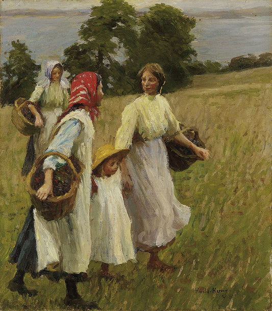 Blackberry Harvest, vintage artwork by Harold Charles Francis Harvey, 12x8" (A4) Poster