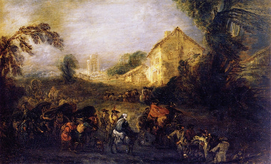 The Burdens of War, vintage artwork by Jean-Antoine Watteau, 12x8" (A4) Poster