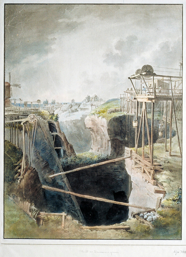 Dannemora mine with the open pit, vintage artwork by Elias Martin, 12x8" (A4) Poster