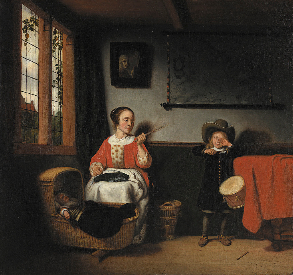 The Naughty Drummer, vintage artwork by Nicolaes Maes, 12x8" (A4) Poster