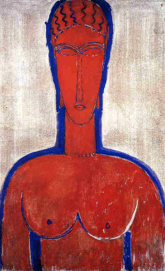 Big Red Buste, vintage artwork by Amedeo Modigliani, 12x8" (A4) Poster
