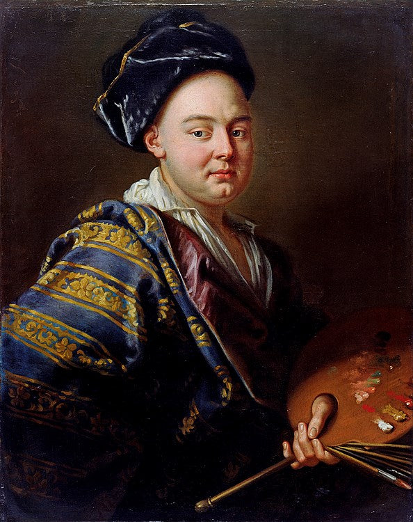 Self Portrait with Turban, vintage artwork by Emmanuel Jakob Handmann, 12x8" (A4) Poster