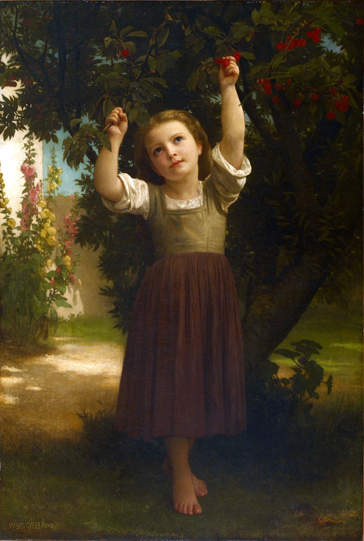 The Cherry Picker, vintage artwork by William Bouguereau, 12x8" (A4) Poster