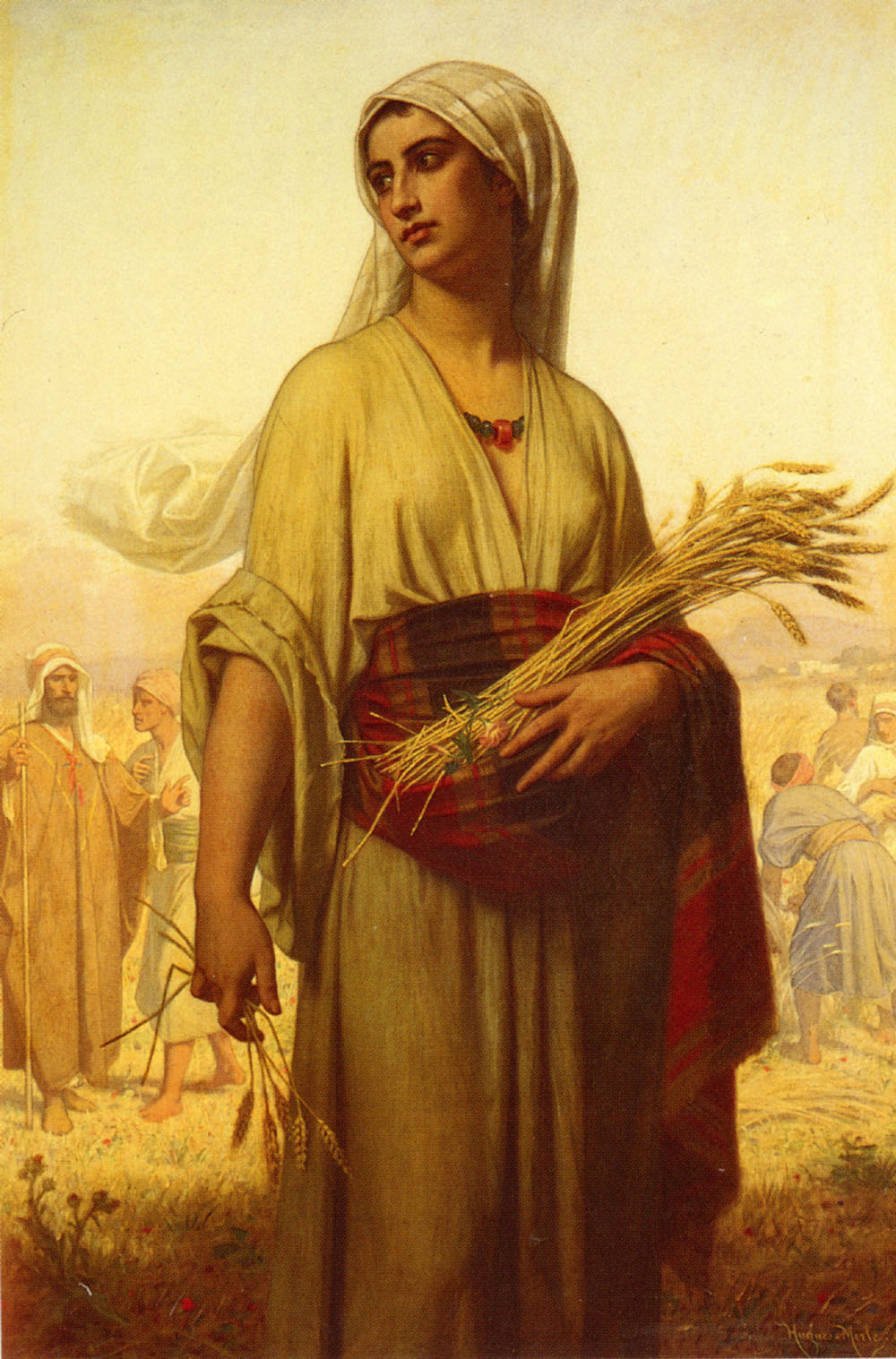 Ruth in the Fields, vintage artwork by Hugues Merle, 12x8" (A4) Poster
