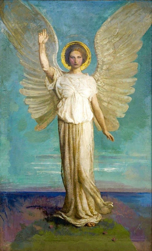 Angel of the Dawn, vintage artwork by Abbott Handerson Thayer, 12x8" (A4) Poster