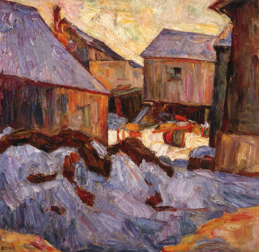 Shtetl, Snow, vintage artwork by Abraham A. Manievich, 12x8" (A4) Poster