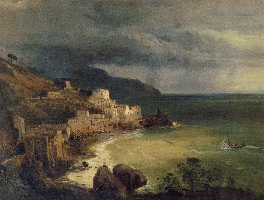 Temporale nel golfo di Amalfi, vintage artwork by Giacinto Gigante, A3 (16x12") Poster Print