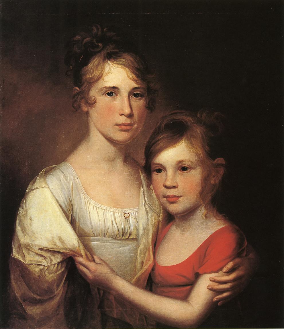 Anna and Margaretta Peale, vintage artwork by James Peale, 12x8" (A4) Poster