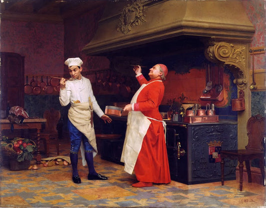 A Marvelous Sauce, vintage artwork by Jehan-Georges Vibert, 12x8" (A4) Poster